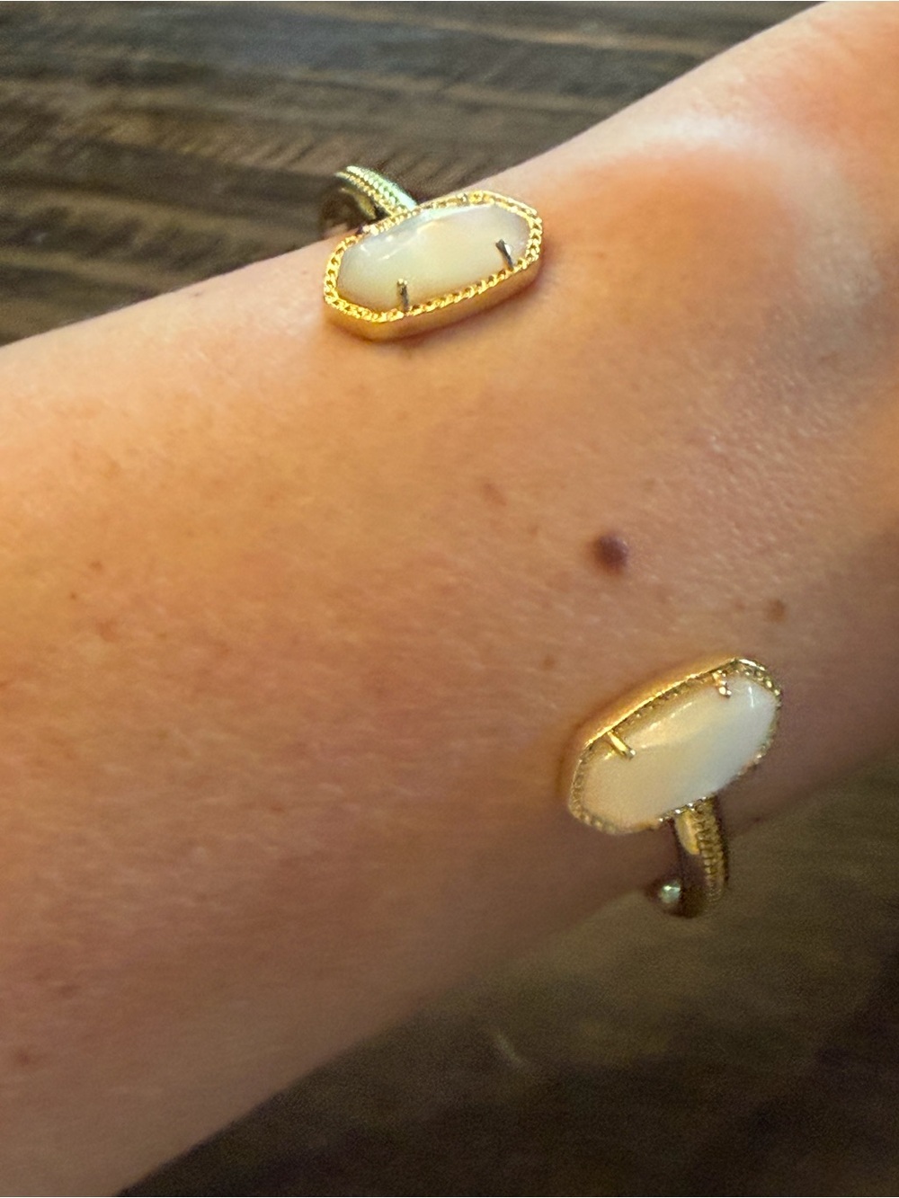 Kendra Scott Gold Open Cuff Bracelet with White Stones